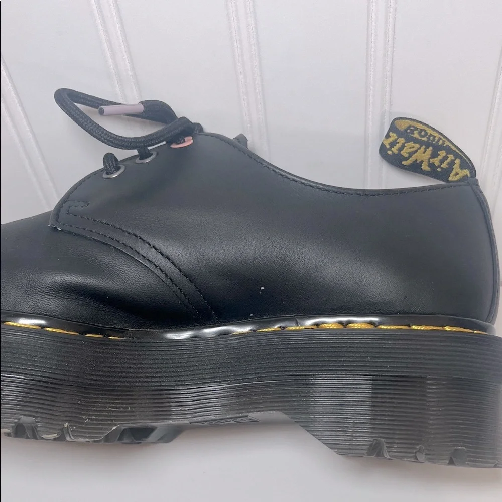 Dr. Martens 1461 Quad Heart Platform Shoes with Pink Heart Accents